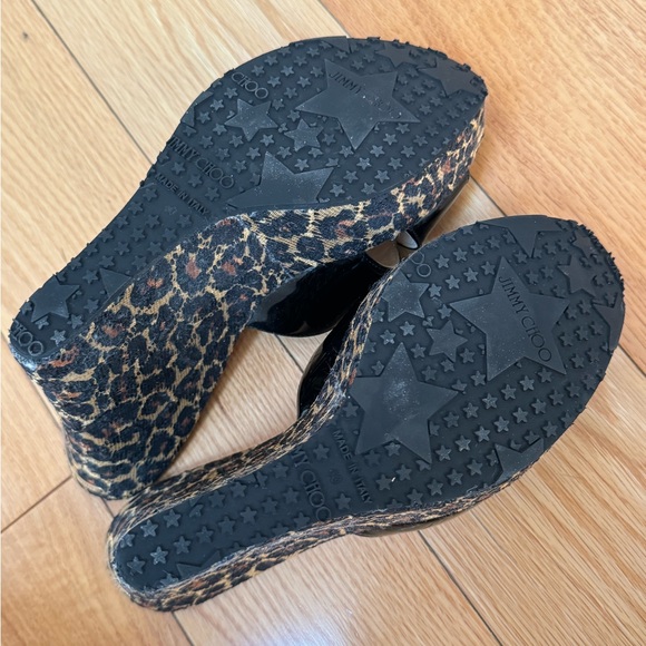 JIMMY CHOO black patent and leopard wedges - Picture 6 of 8